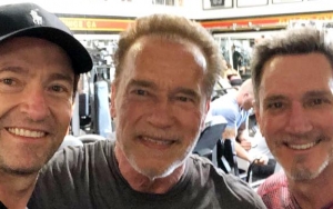 Hugh Jackman Runs Into Arnold Schwarzenegger at Gym