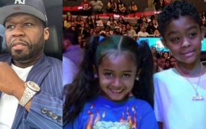 50 Cent Pokes Fun at Son for Looking 'Scared' When Posing With Chris Brown's Daughter 