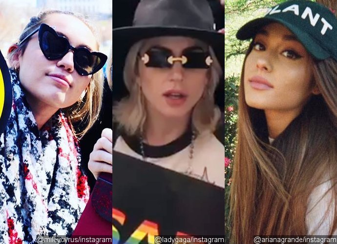 Miley Cyrus, Lady  GaGa and Ariana Grande and More Join March for Our Lives