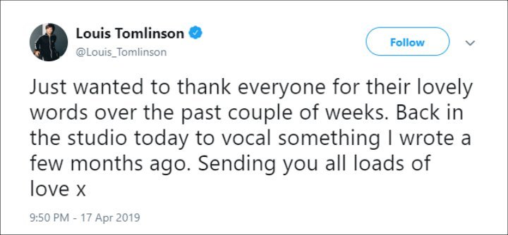 Louis Tomlinson Addresses Sister's Death for the First Time on Twitter