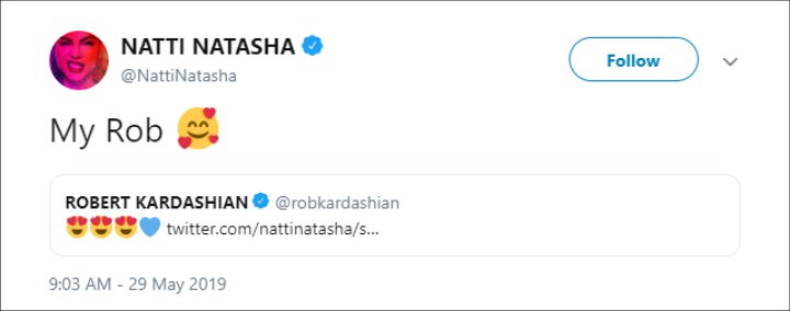 Natti Natasha Reciprocates Rob Kardashian's Flirty Tweet