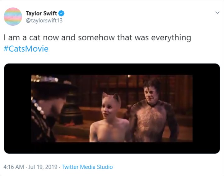 Taylor Swift Reacts to 'Cats' Trailer