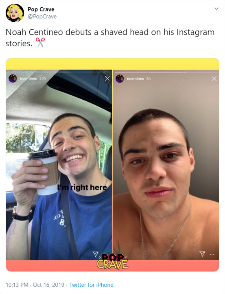 Noah Centineo Debuts His New Shaved Head