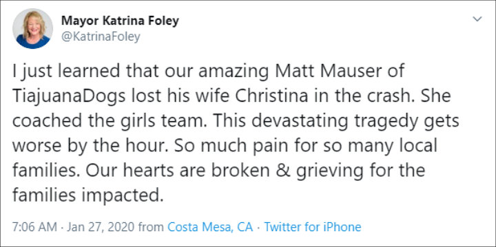 Costa Mesa Mayor Mourns Christina Mauser's Death