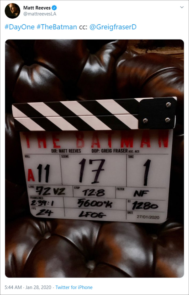 Matt Reeves Marks First Day of 'The Batman' Production With Set Photo
