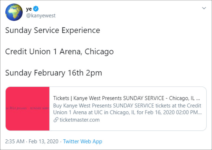 Kanye West Announces His Sunday Service in Chicago