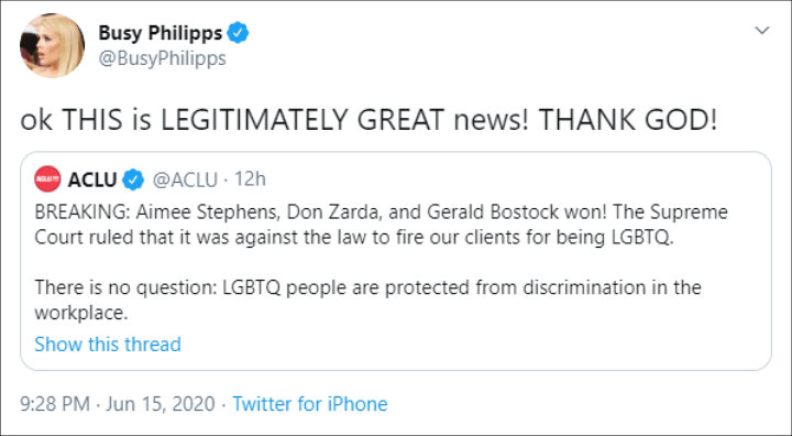 Busy Philipps shared support on the new ruling