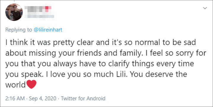 Lili Reinhart's Tweet