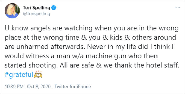Tori Spelling's Tweet