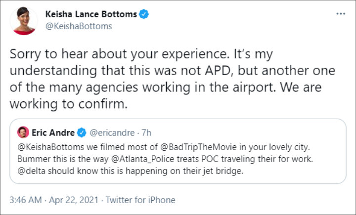Mayor Keisha Lance Bottoms' Tweet