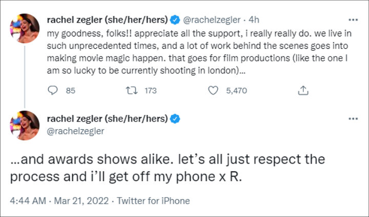 Rachel Zegler via Twitter