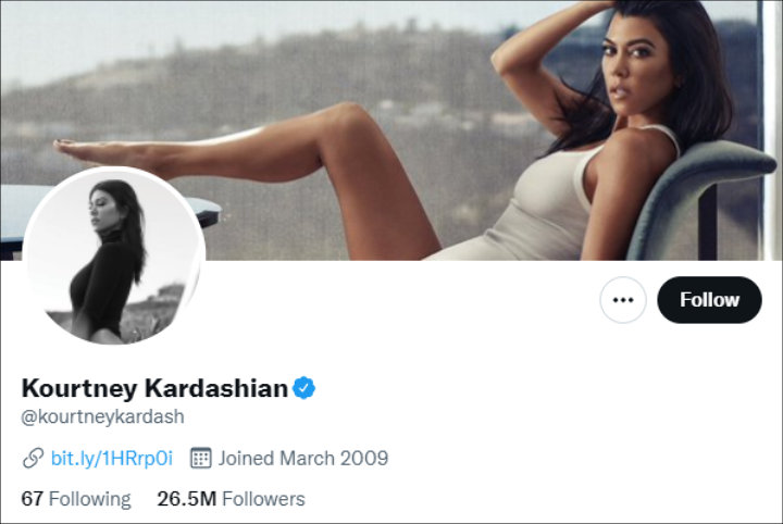 Kourtney Kardashian twitter page