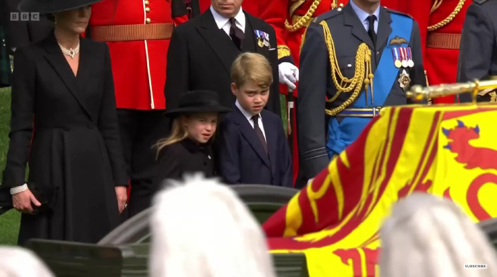 Prince George and Princess Charlotte at the Queen's State Funeral