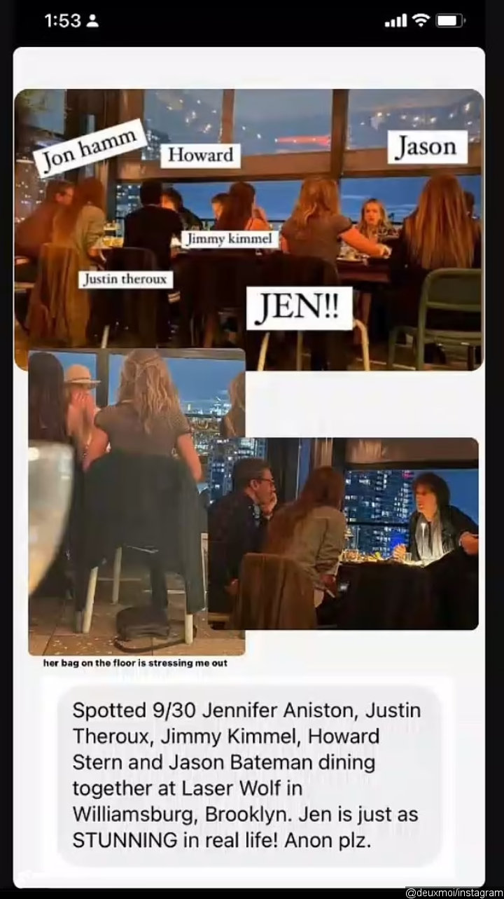 Jennifer Aniston and Justin Theroux via DeuxMoi