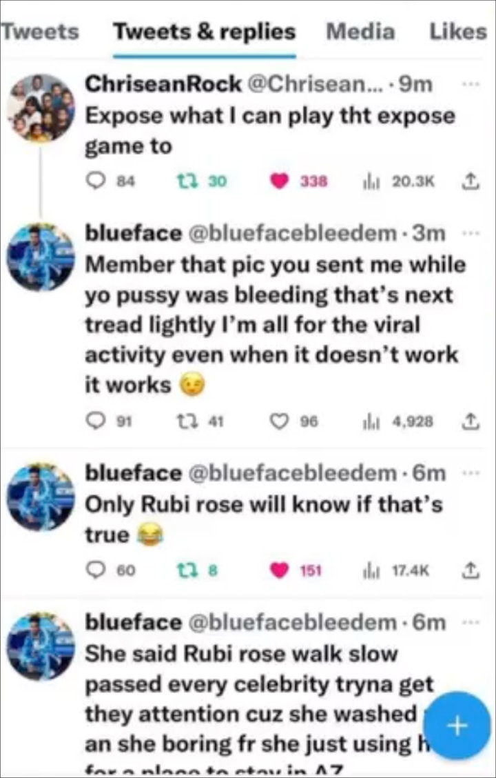 Blueface's Tweets to Chrisean Rock