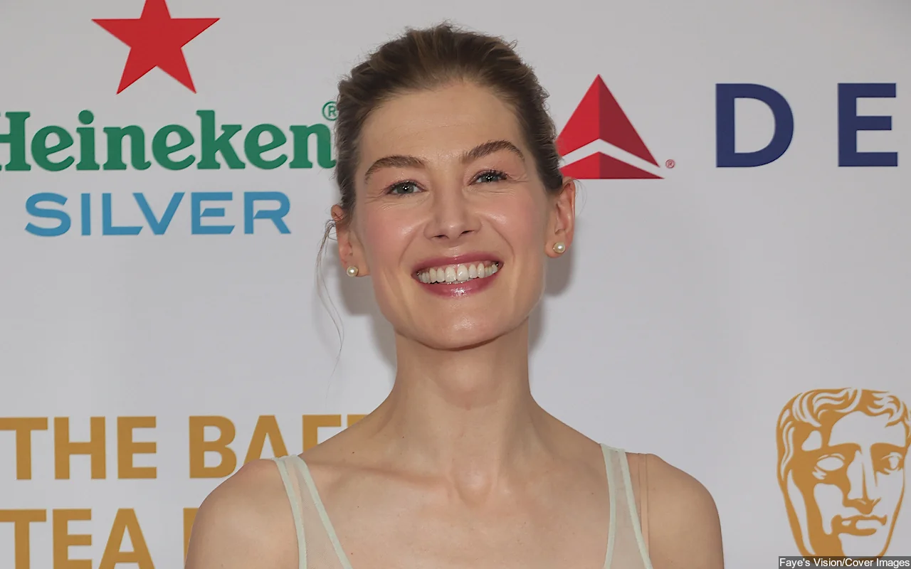 Rosamund Pike Ditches Headpiece at 2024 BAFTA Tea Party Despite 'Messed Up' Chin Injury