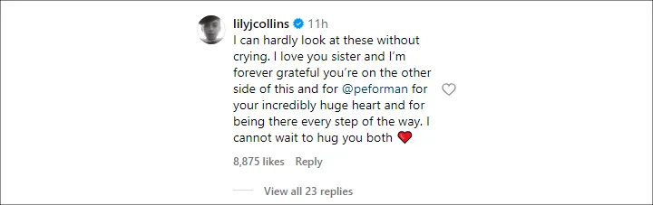 Lily Collins' Comment on Ashley Park's Post