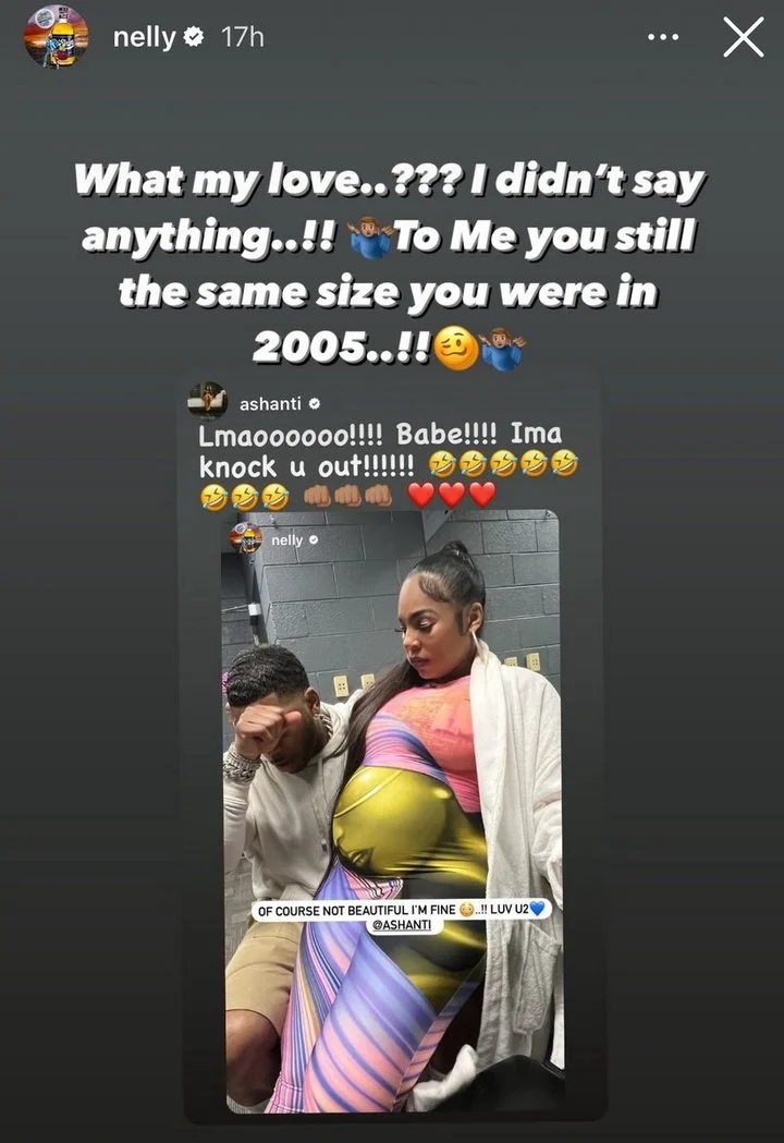 Ashanti reacts to Nely's jokes about her pregnancy