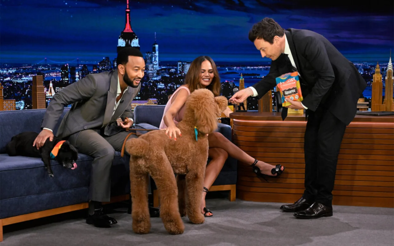 Chrissy Teigen and John Legend Bring Dogs on 'Tonight Show'