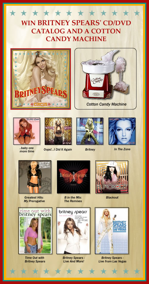 Win Britney Spears' CD/DVD Catalog and A Cotton Candy Machine!