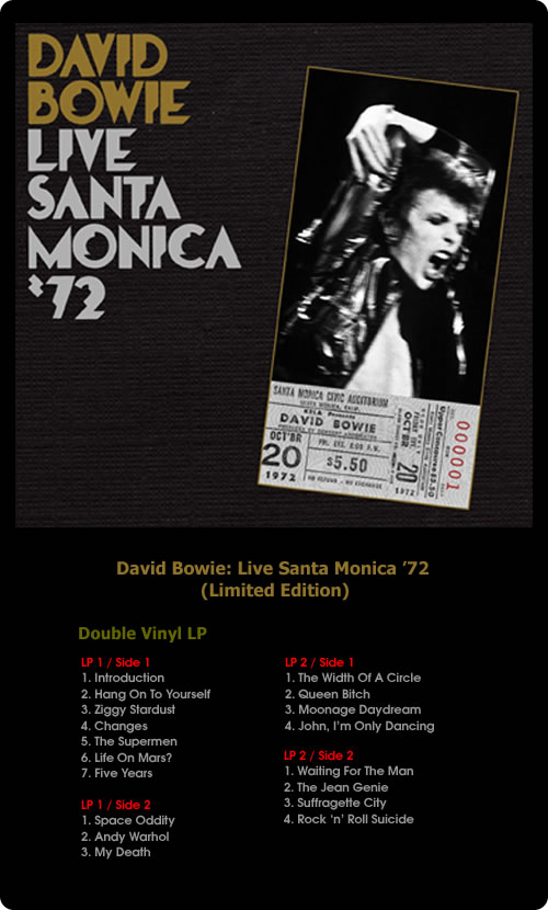 David Bowie : Live in Santa Monica '72 Double Vinyl LP Giveaway