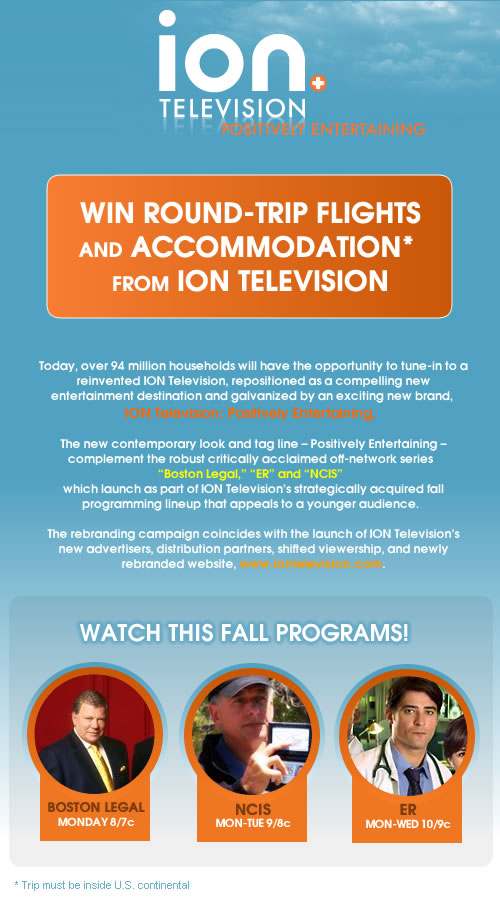 Win Round-Trip Flights and Accomodation from ION Television!
