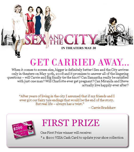 Sex and the City $200 Visa Gift Card Giveaway