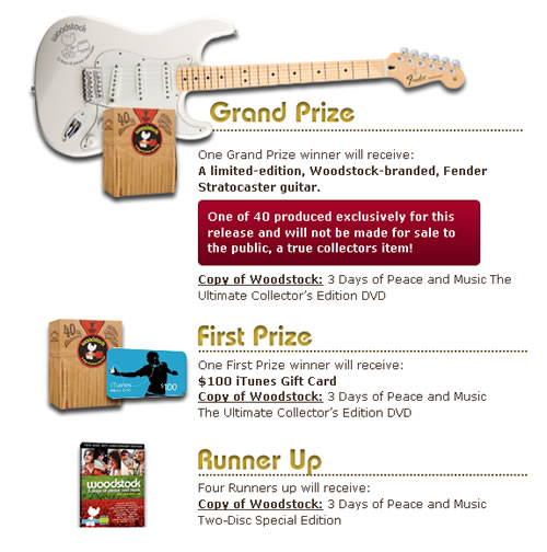 WOODSTOCK: 3 Days of Peace and Music DVD Giveaway