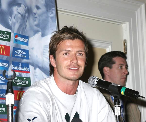 David Beckham<br>David Beckham Press Conference Prior To The Match Between Columbia And England At Giants Stadium