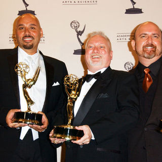 David DeLeon, Todd McIntosh, Steven E. Anderson in 61st Annual Primetime Creative Arts Emmy Awards - Press Room
