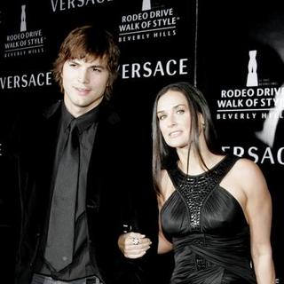 Ashton Kutcher, Demi Moore in Gianni and Donatella Versace Receive The Rodeo Drive Walk of Style Award