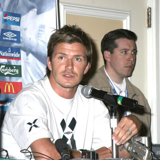 David Beckham in David Beckham Press Conference Prior To The Match Between Columbia And England At Giants Stadium