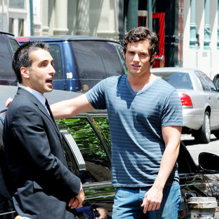 Penn Badgley in "Gossip Girls" Filming in Soho, New York on July 9, 2009