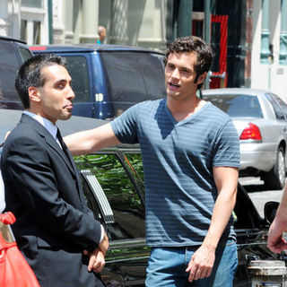 Penn Badgley in "Gossip Girls" Filming in Soho, New York on July 9, 2009