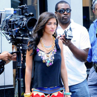 Jessica Szohr in "Gossip Girls" Filming in Soho, New York on July 9, 2009