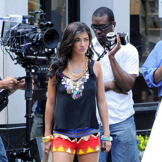 Jessica Szohr in "Gossip Girls" Filming in Soho, New York on July 9, 2009