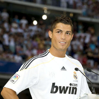 Cristiano Ronaldo in Cristiano Ronaldo Presented to Real Madrid C.F. Fans at Santiago Bernabu Stadium in Madrid