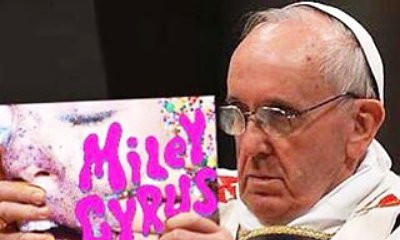 Miley Cyrus Angers People With Picture of Pope Francis Holding Her New Album