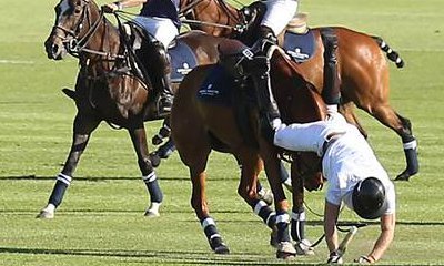 Ouch! Prince Harry Falls off His Horse - Twice