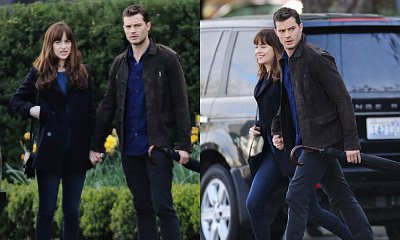 'Fifty Shades Darker': Dakota Johnson and Jamie Dornan Filming Romantic Stroll