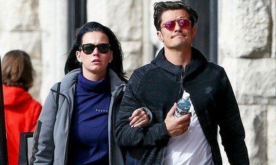 Katy Perry and Orlando Bloom Walk Arm in Arm in Aspen