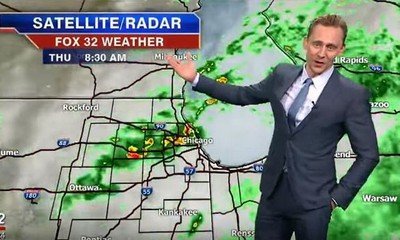 Tom Hiddleston Crashes Live Weather Report, Blames Storm on Thor