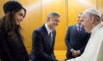 George Clooney and Wife Amal All Smiles While Meeting Pope Francis in Vatican City