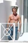 Shirtless Mel Gibson Lets His Belly Hang Out
