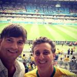 Ashton Kutcher Takes Selfie at Brazil vs Germany World Cup Match