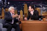 Jay Leno Pokes Fun at Jimmy Fallon During His Return to 'Tonight Show'