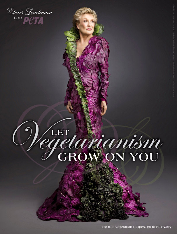 Cloris Leachman Dresses in Lettuce and Cabbage for PETA's Newest Veggie Ad