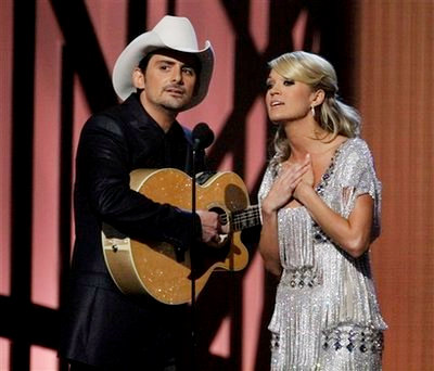 Video: Carrie Underwood, Brad Paisley Make Fun of Kanye West on CMAs Duet
