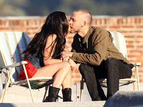 Megan Fox i Dominic Monaghan Megan na planie teledysku