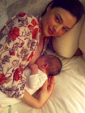 miranda kerr baby images. Miranda Kerr Breastfeeding in